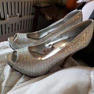 Silver heels size 8
